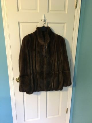 Vintage Mink Fur Jacket,  Brown,  Size 12/l