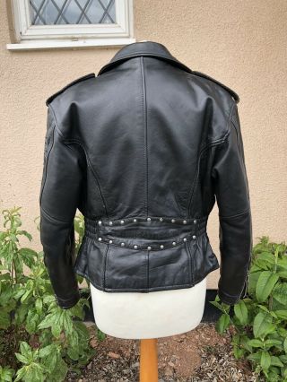 Womens Vintage Harley Davidson Leather Motorcycle Biker Jacket Size Xs Ca03402