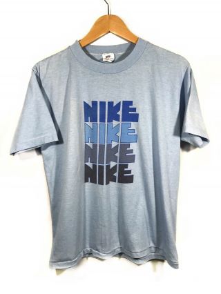 True Vintage 1970s 1980s Nike Logo T - Shirt Single Stitch Pinwheel Era Size Large