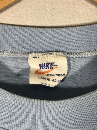 True Vintage 1970s 1980s Nike Logo T - Shirt Single Stitch Pinwheel Era Size Large 4