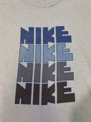 True Vintage 1970s 1980s Nike Logo T - Shirt Single Stitch Pinwheel Era Size Large 5