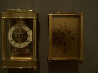 2 Vintage Mantel Desk Clocks A Bulova & Josten Clock Model B1341 Gold Tone
