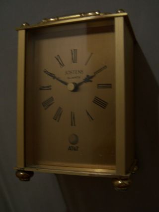 2 Vintage Mantel Desk Clocks A Bulova & Josten Clock Model b1341 Gold Tone 3