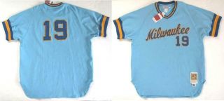 Mitchell & Ness Milwaukee Brewers Vintage 1982 Robin Yount Liight Blue Jersey 56
