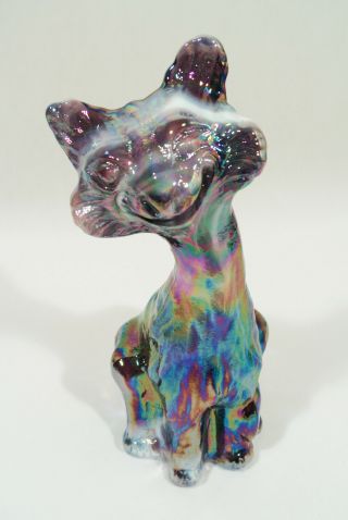 Rare Fenton Purple Mist Alley Cat Marble Slag Iridescent Carnival Gs W Box 11 "