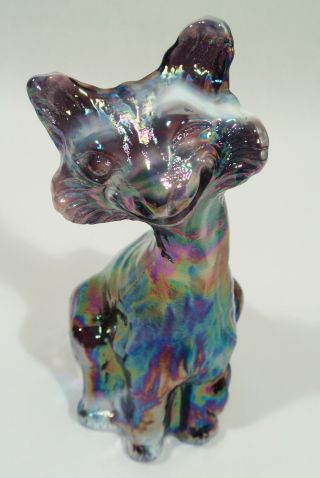 RARE Fenton Purple Mist Alley Cat Marble Slag Iridescent Carnival GS w Box 11 