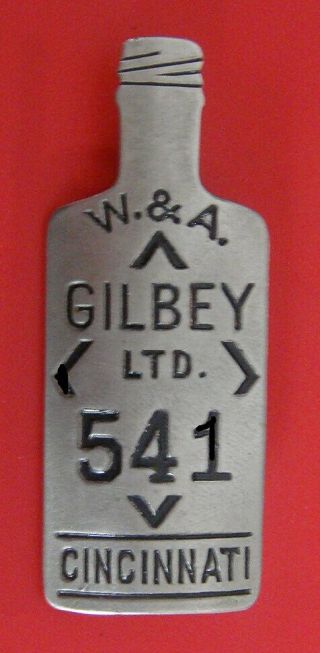 Vintage Figural Employee Badge: Gilbey Ltd; Liquor Bottle Shape; Gin,  Vodka
