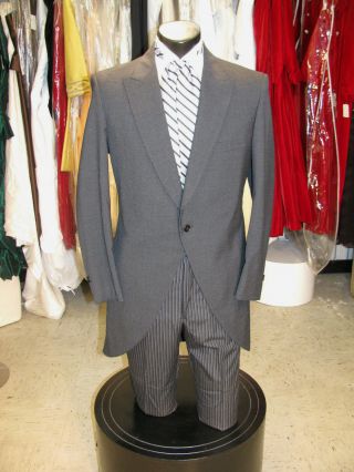 Mens Vintage Cutaway Tuxedo Grey/ Morning Suit 3pc 48l