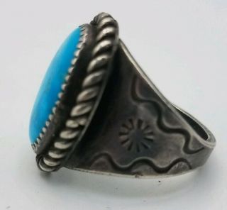 VINTAGE MENS NATIVE AMERICAN SILVER AND TURQUOISE RING grams,  Size11 2