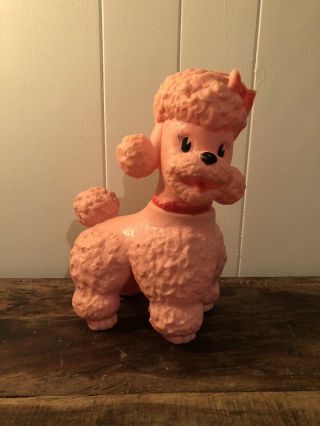 The Sun Rubber Pink Poodle Mid - Century Antique Dog Vintage 50’s 60’s Toy Rare