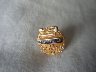 Vintage 14kt Gold & Diamond Caterpillar 25 Years Of Service Award Pin