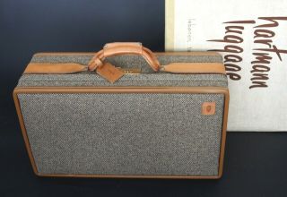 Vintage Hartmann Luggage Tweed Leather 21 " Carry On Suitcase