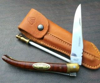 Vintage Laguiole Pocket Knife 440 W/ Sheath & File In