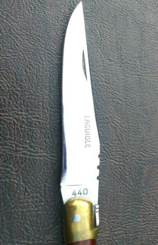 Vintage Laguiole Pocket Knife 440 w/ Sheath & File in 3