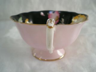 Vintage Paragon Bone China Floral,  Black & Pink Tea Cup & Saucer 4