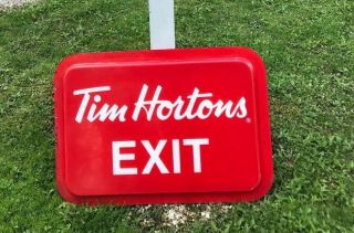 Vintage Advertising Sign Tim Hortons Exit Coffee Salvaged Ny Ontario