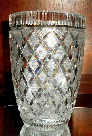 Htf Rare Vintage Irish Waterford Master Cut Crystal Vase Killeen Diamond Pattern