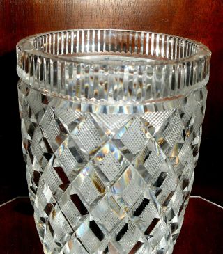 HTF Rare Vintage Irish Waterford Master Cut Crystal Vase Killeen Diamond Pattern 2