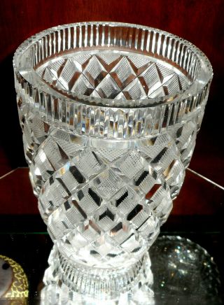 HTF Rare Vintage Irish Waterford Master Cut Crystal Vase Killeen Diamond Pattern 4