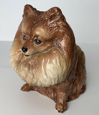 Vintage Townsend Ceramics Pomeranian Dog Xl Life Size Hand Painted Rare