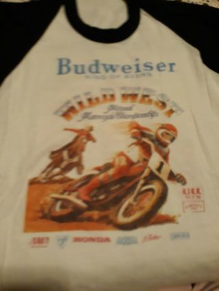 Vintage 80s Budweiser Wild West National Motorcycle Championships 1983 T - Shirt L