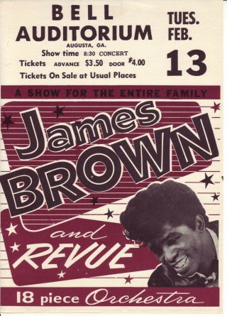 James Brown And 18 Piece Orchestra Handbill 1968 Georgia Rare