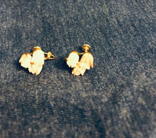 Vintage 14 Karat Gold Carved Coral Ring,  Earrings,  Pendant Charm Set Estate 5