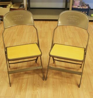 Vintage Chicago Park District Folding Clarin Chair - Set Of 2