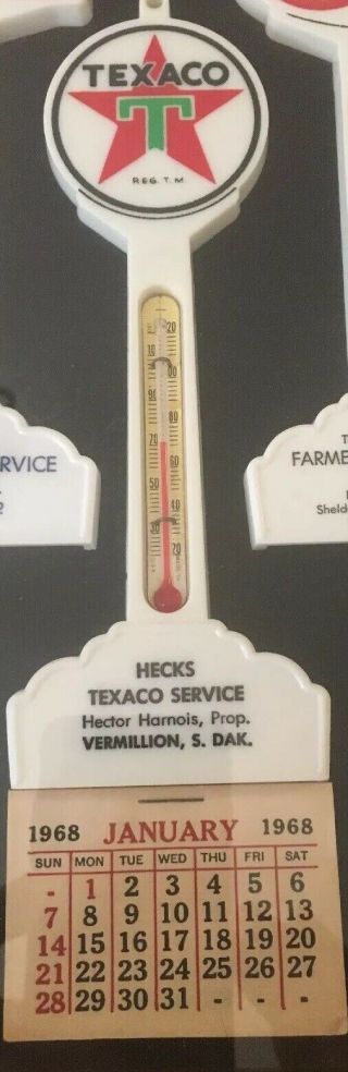Pole Sign Thermometer Texaco W/ Calendar 1968 Vintage Gas Oil Station