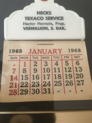 POLE SIGN THERMOMETER TEXACO W/ Calendar 1968 Vintage Gas Oil Station 4