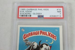 Vintage 1985 Series 1 Glossy Garbage Pail Kids Card PSA Graded 7 Evil Eddie 1b 2