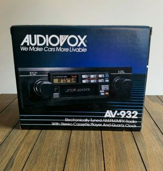 Vintage Audiovox Av - 932 Car Am/fm Radio Stereo Cassette Player Ships Fast