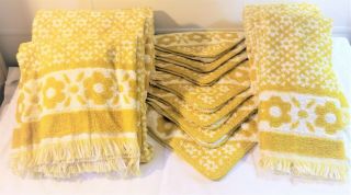 Vintage 15pc Nos Cannon Monticello Gold Floral Bathroom Towels 4bath 4hand 7wash