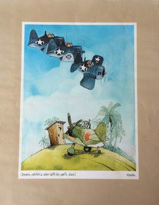 Rich Kersten Cartoonist WWII Corsairs And Zero 1970’s Poster. 2