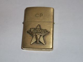 Vintage Rare Marlboro Bull And Star Brass Zippo 1991