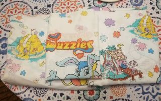 Wuzzles Vintage Twin Sheet Set 1985 Walt Disney Fitted Flat Pillowcase