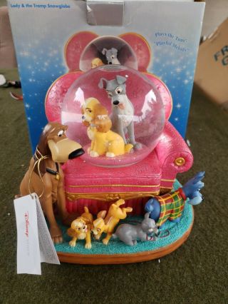 Disney Lady And The Tramp Snowglobe - Vintage - Rare Pink Couch Globe