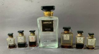 7 - Vintage Bottles - Lanvin Perfume - Glass Stoppers - 3 - - Arpege - Rumeur - Scandal