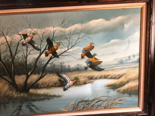 Duck Painting Oil on Canvas,  Vintage,  Very Large,  signed by artist,  Colliour ? 6