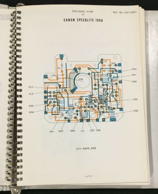 Vintage OEM Canon A - 1,  Motor Drive MA,  NiCd,  Speedlite 199A Wiring Diagram Guide 5