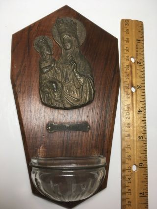 Vintage Antique Catholic Brass Plaque Holy Water Font Made In France