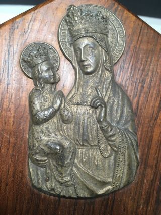 Vintage Antique Catholic Brass Plaque Holy Water Font Made In France 3