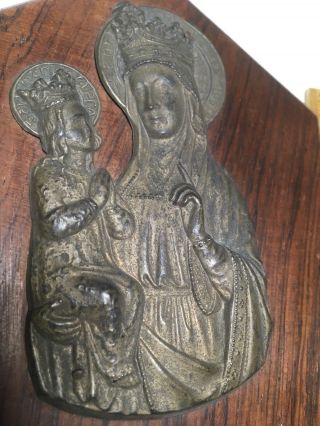 Vintage Antique Catholic Brass Plaque Holy Water Font Made In France 8