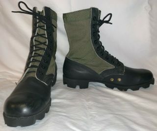 Vintage 10 R Ro - Search Jungle Military Black Green Combat Boots Spike Protective