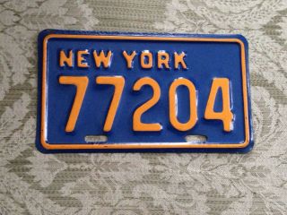 Vtg N.  Y.  York State Motorcycle License Plate Tag 77204 Collector Harley Usa