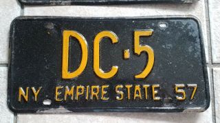 Pair 1957 York License Plate Dutchess County Single Digit DC NY Vintage 1 2