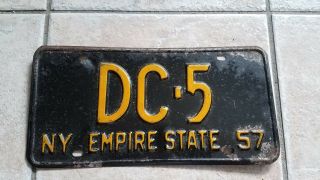 Pair 1957 York License Plate Dutchess County Single Digit DC NY Vintage 1 4