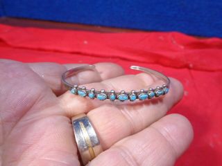 Vintage Unmarked Sterling Silver And Turquoise Southwestern Style Bracelet