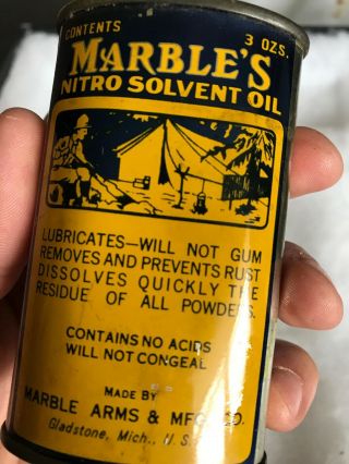 Vintage Handy Oiler Gun Oil Can Tin Lead Top Marble’s Camp Scene Household Oil 3 6