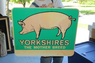 Vintage 1970 ' s Yorkshires The Mother Breed Pig Hog Farm Feed 2 Sided 24 